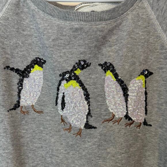 American Eagle Women’s Penguin Sequin Gray Crewneck Sweatshirt Size XXL Winter - Picture 3 of 11